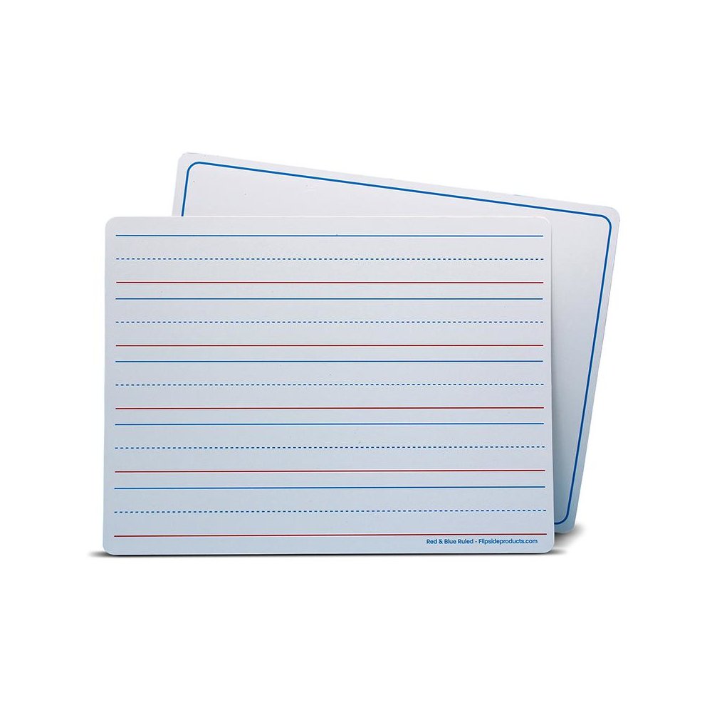 Dry Erase Learning Mat, Two-Sided Red & Blue Ruled/Plain, 9" x 12", Pack of 12. Picture 1