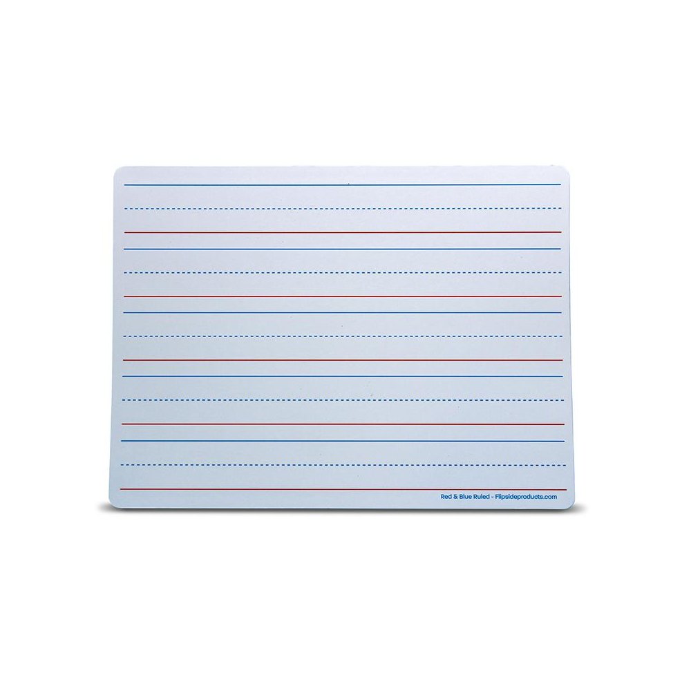 Magnetic Dry Erase Learning Mat, Two-Sided Red & Blue Ruled/Plain, Pack of 12. Picture 1