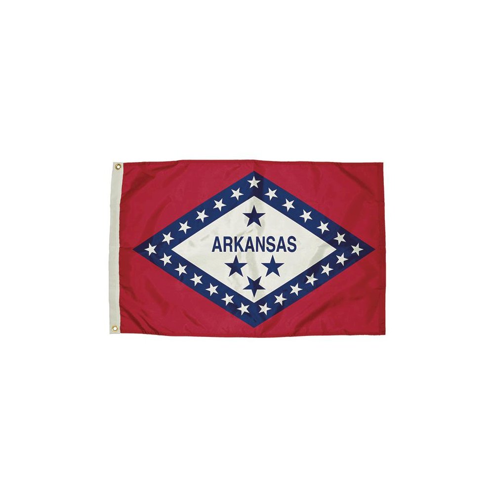 3X5 NYLON ARKANSAS FLAG HEADING & GROMMETS. Picture 1