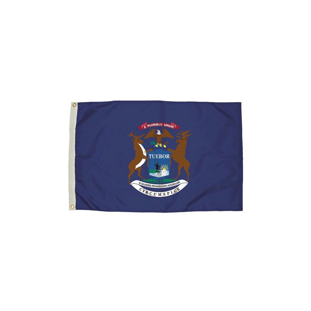 3X5 NYLON MICHIGAN FLAG HEADING & GROMMETS. Picture 1