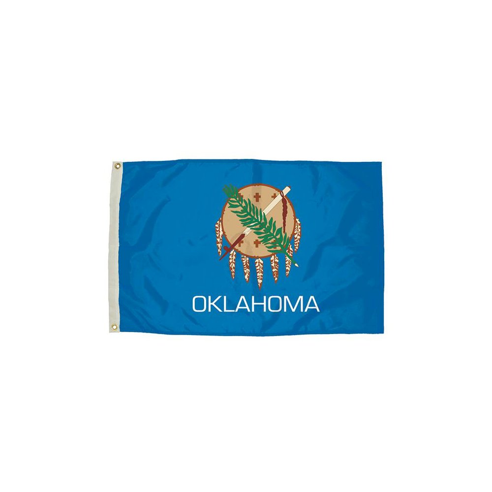 3X5 NYLON OKLAHOMA FLAG HEADING & GROMMETS. Picture 1