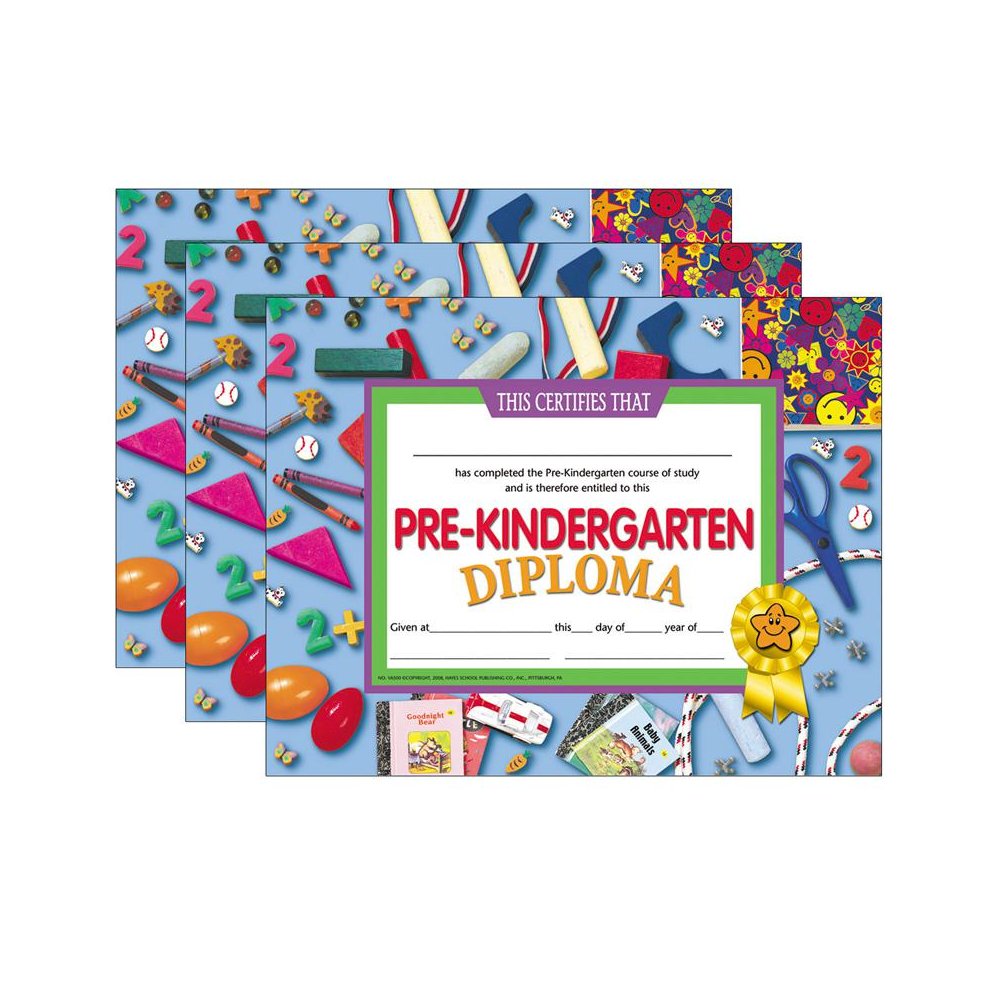 Pre-Kindergarten Diploma, 8.5" x 11", 30 Per Pack, 3 Packs. Picture 1