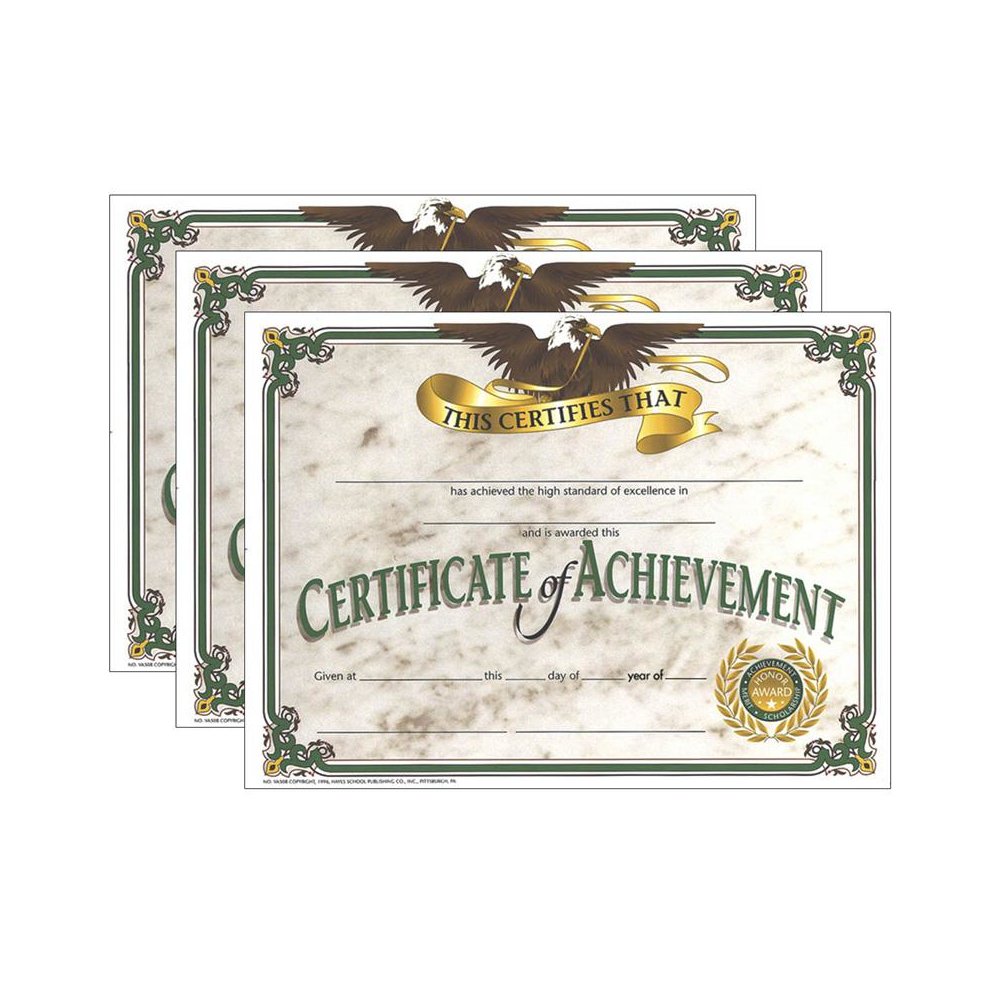 Certificate of Achievement, 30 Per Pack, 3 Packs. Picture 1
