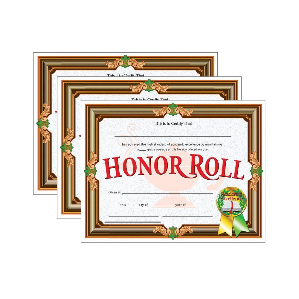 Honor Roll Certificate, 30 Per Pack, 3 Packs. Picture 1