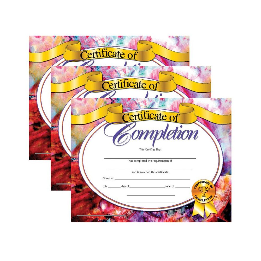 Certificate of Completion, 8.5" x 11", 30 Per Pack, 3 Packs. Picture 1
