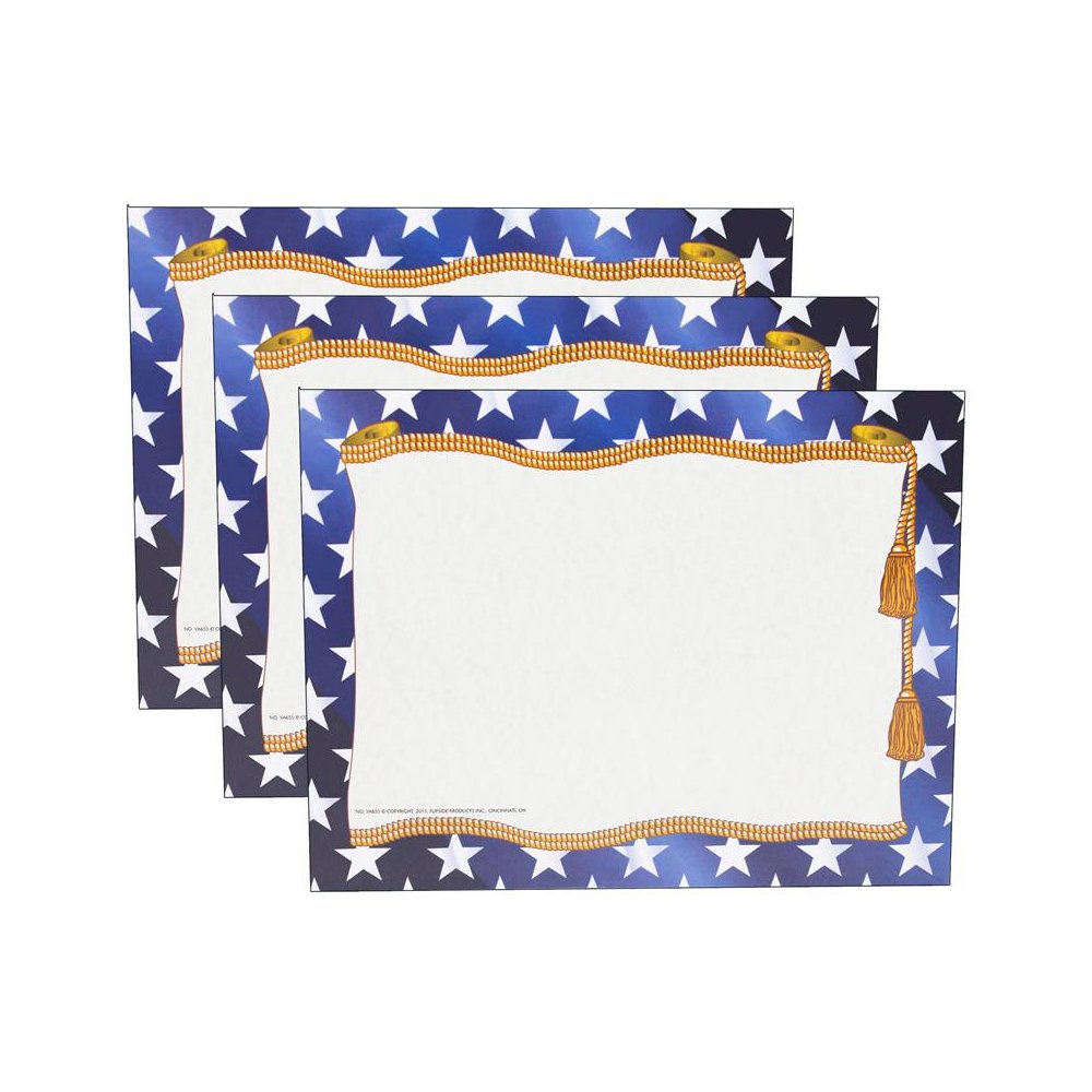 Stars Border Certificate, 8.5" x 11", 50 Per Pack, 3 Packs. Picture 1