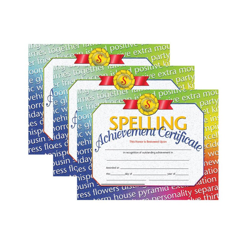 Spelling Achievement Certificate, 30 Per Pack, 3 Packs. Picture 1