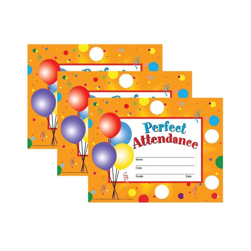 Perfect Attendance Certificates & Reward Seals,  160 Seals Per Set, 3 Sets. Picture 1