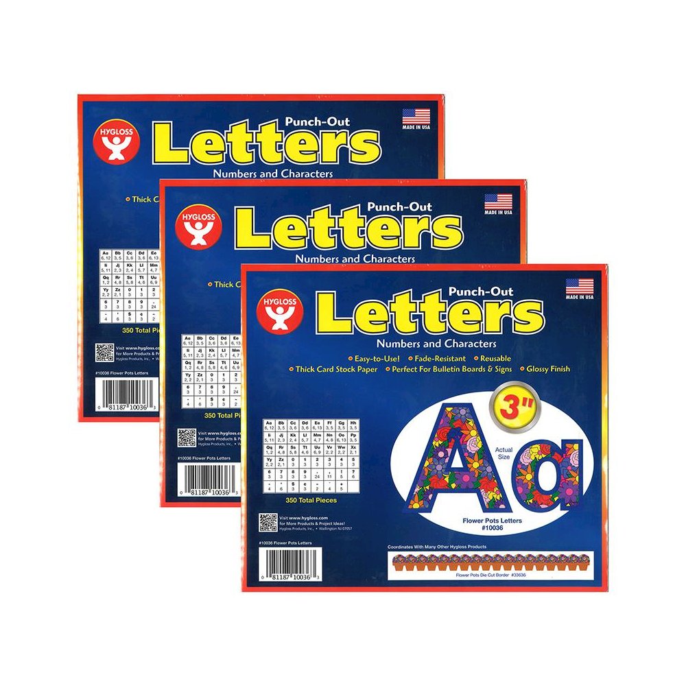 Flower Pots Punch-Out Letters, 350 Pieces Per Pack, 3 Packs. Picture 1