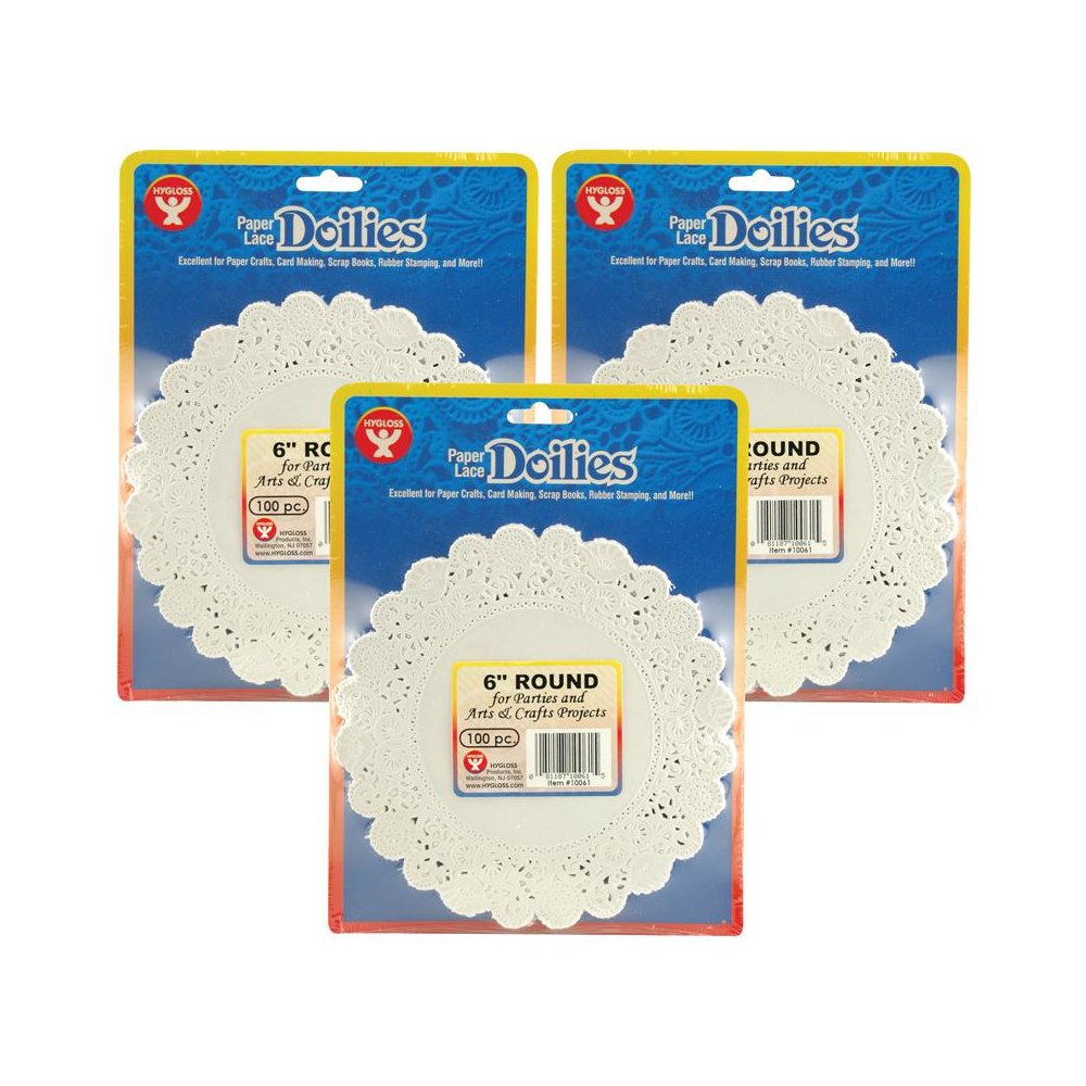 Round Paper Lace Doilies, White, 6", 100 Per Pack, 3 Packs. Picture 1
