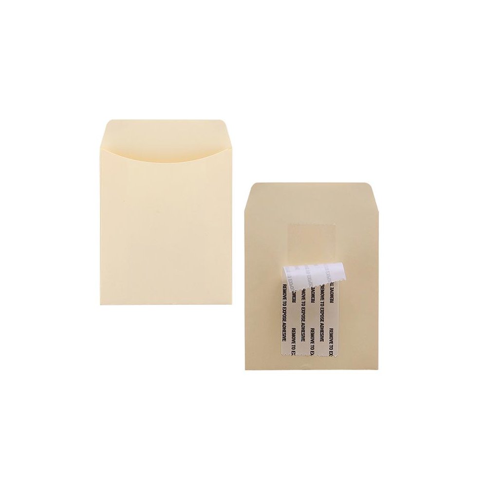 Bright Sticky Back Library Pockets, Manila, Pack of 300. Picture 1