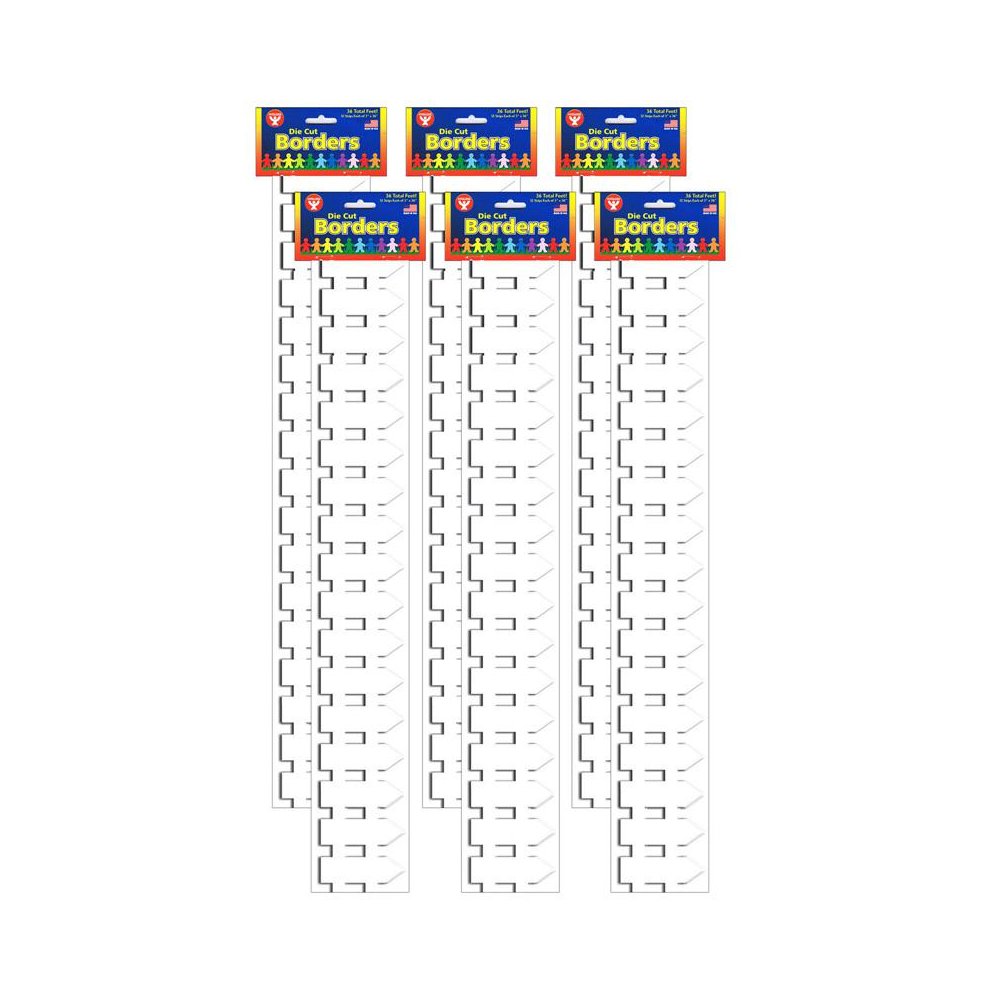 White Fence Border, 12 Strips/36 Feet Per Pack, 6 Packs. Picture 1