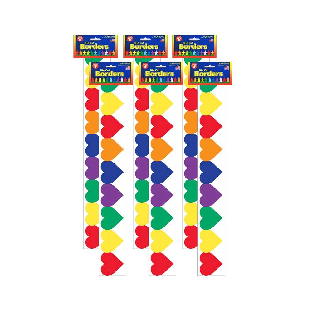 Multi-Color Hearts Border, 36 Feet Per Pack, 6 Packs. Picture 1