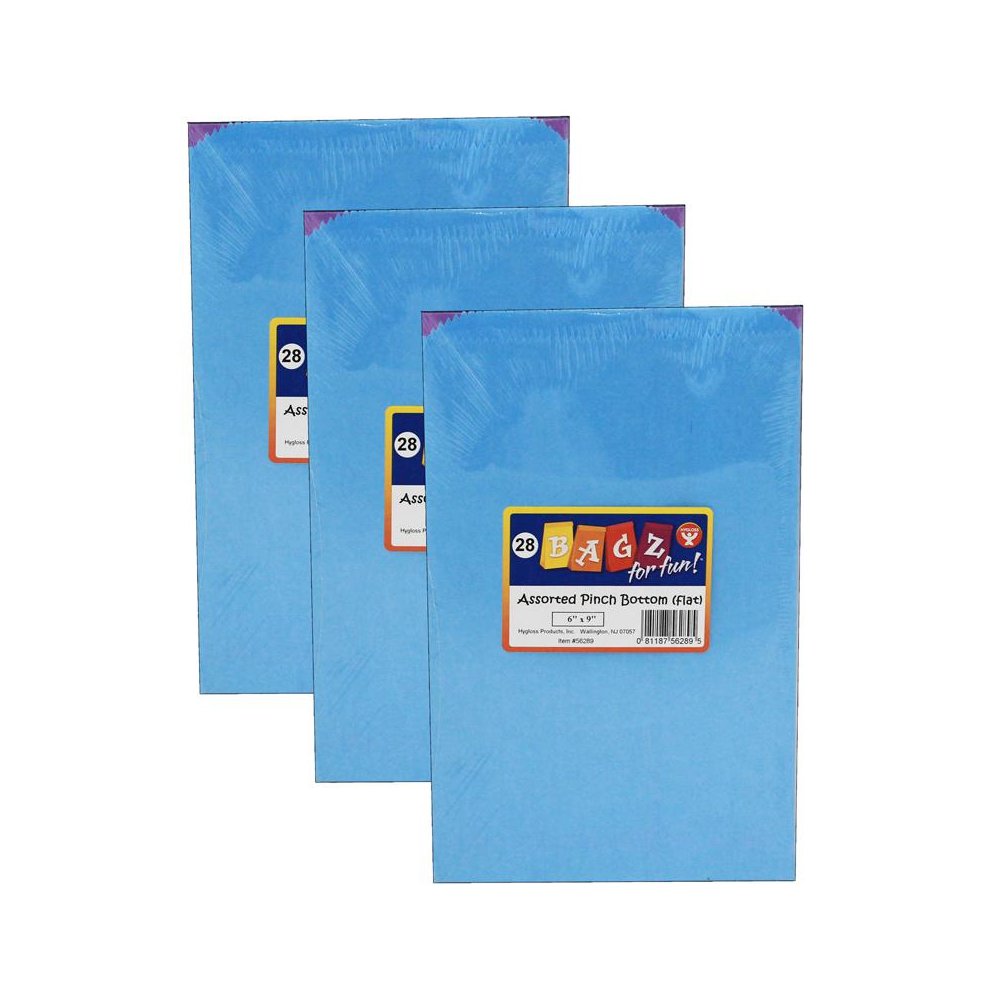 Pinch Bottom Bags, Assorted Colors, 6" x 9", 28 Per Pack, 3 Packs. Picture 1