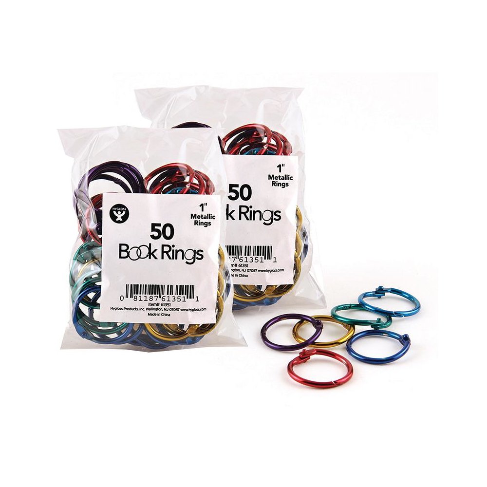Metallic Book Rings, 1", 50 Per Pack, 2 Packs. Picture 1