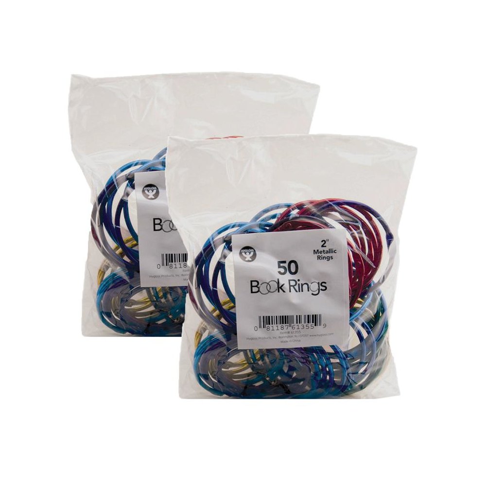 Book Rings, 2 Inch, 50 Per Pack, 2 Packs. Picture 1