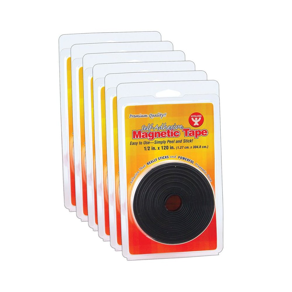 Self-Adhesive Magnetic Tape Roll, 1/2" x 120", Pack of 6. Picture 1