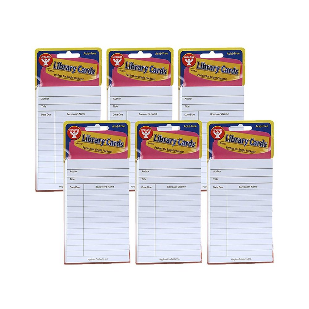 Bright Library Cards, White, 50 Per Pack, 6 Packs. Picture 1