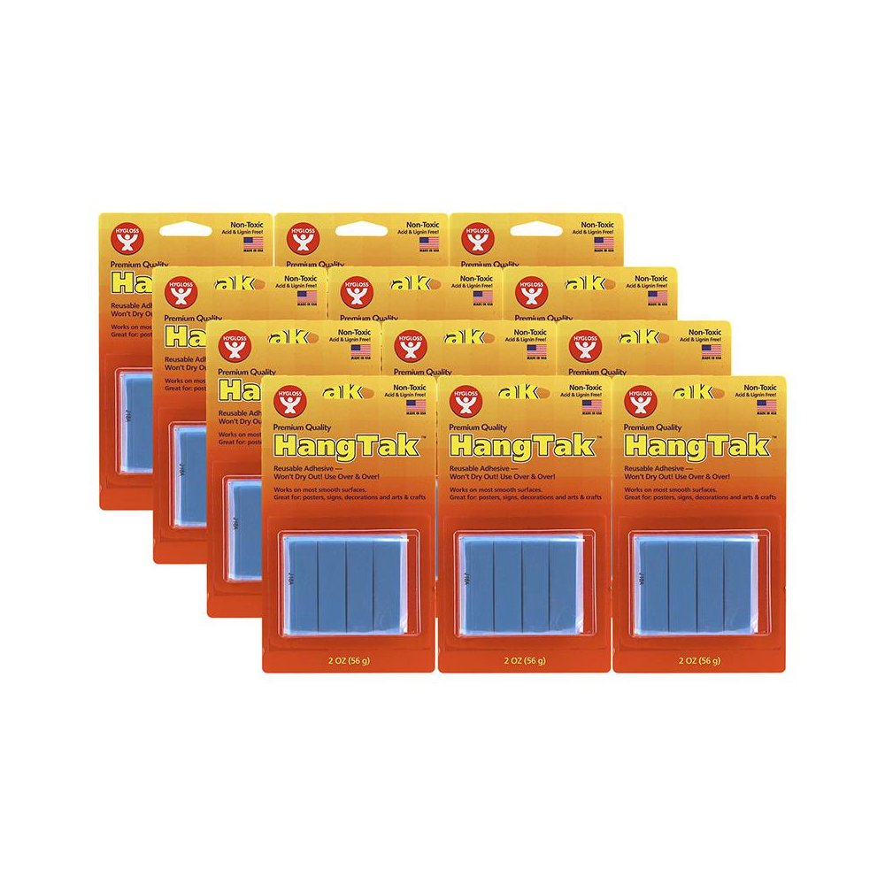 HangTak Reusable Adhesive, Blue, 2 oz. Per Pack, 12 Packs. Picture 1