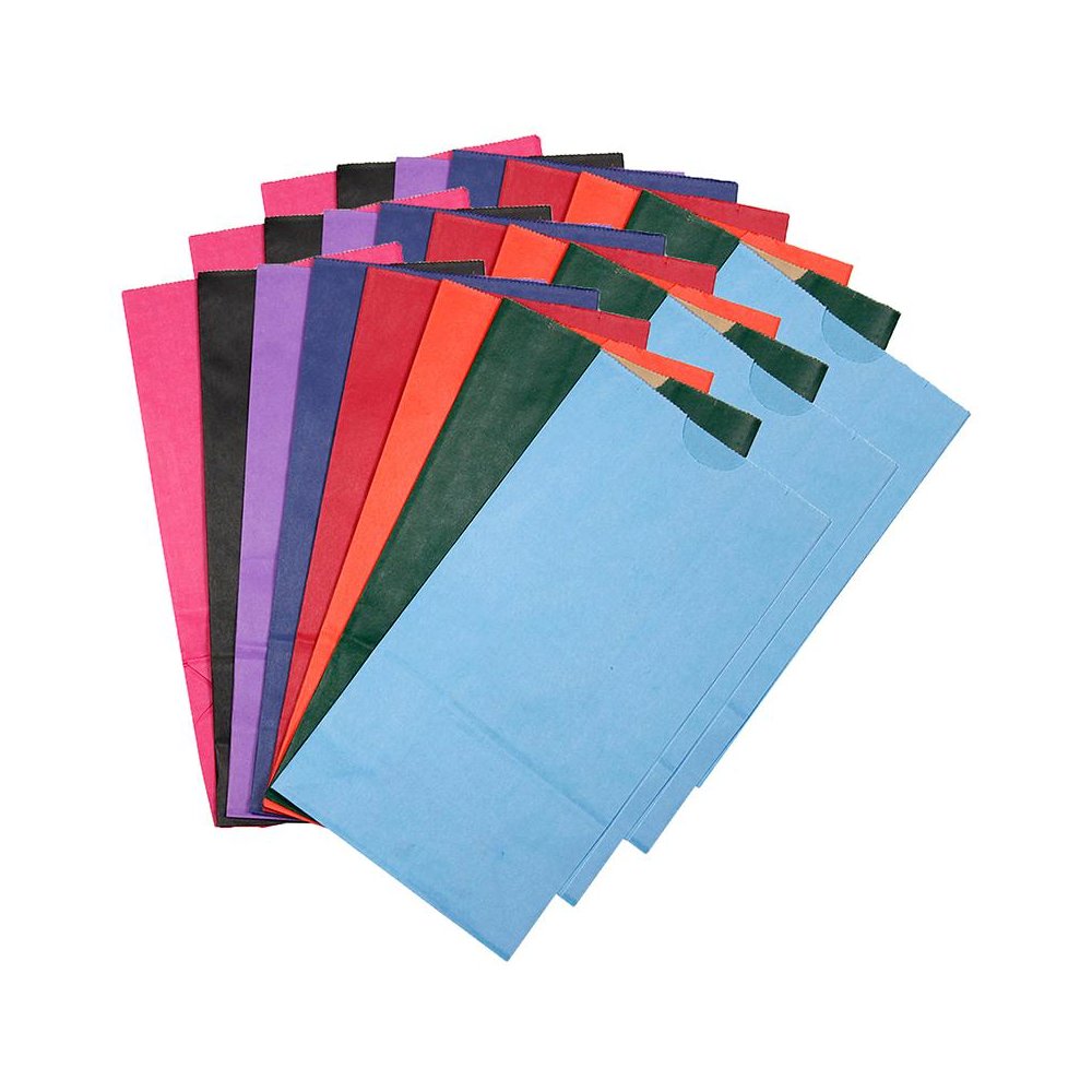 Gusseted Flat Bottom Paper Bags, Size #6, Bright 28 Per Pack, 3 Packs. Picture 1
