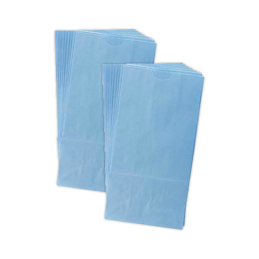 Gusseted Paper Bags, #6 (6" x 3.5" x 11"), Blue, 50 Per Pack, 2 Packs. Picture 1
