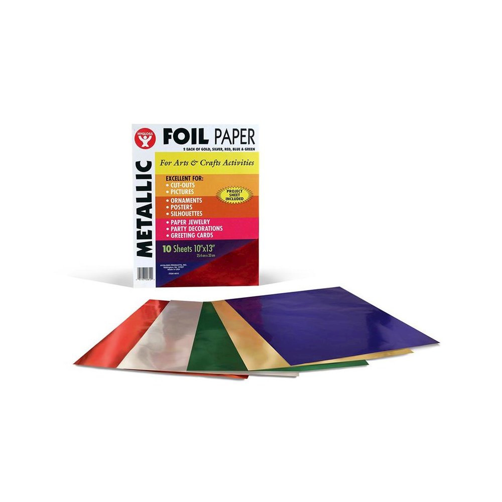 Metallic Foil Paper Assortment, 10 Sheets Per Pack, 6 Packs. Picture 1
