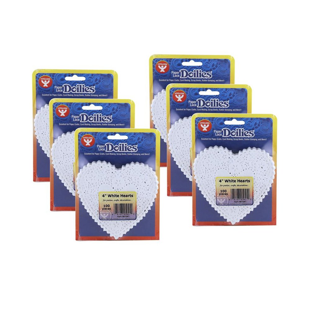 Heart Doilies, White, 4", 100 Per Pack, 6 Packs. Picture 1