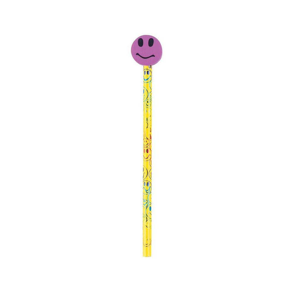 Pencil & Eraser Topper Write-Ons, Smiley Face, Pack of 36. Picture 1