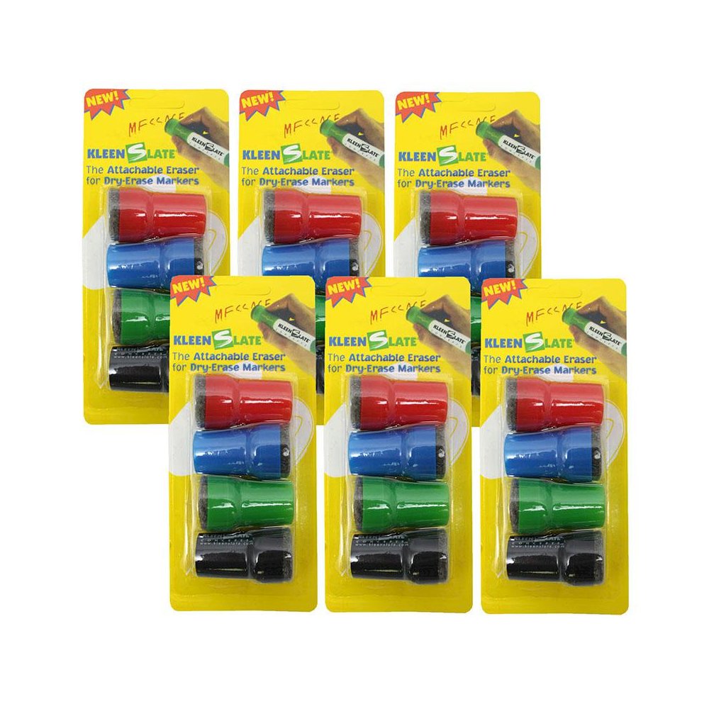 Large Barrel Attachable Eraser Caps for Dry Erase Markers, 4 Per Pack, 6 Packs. Picture 1