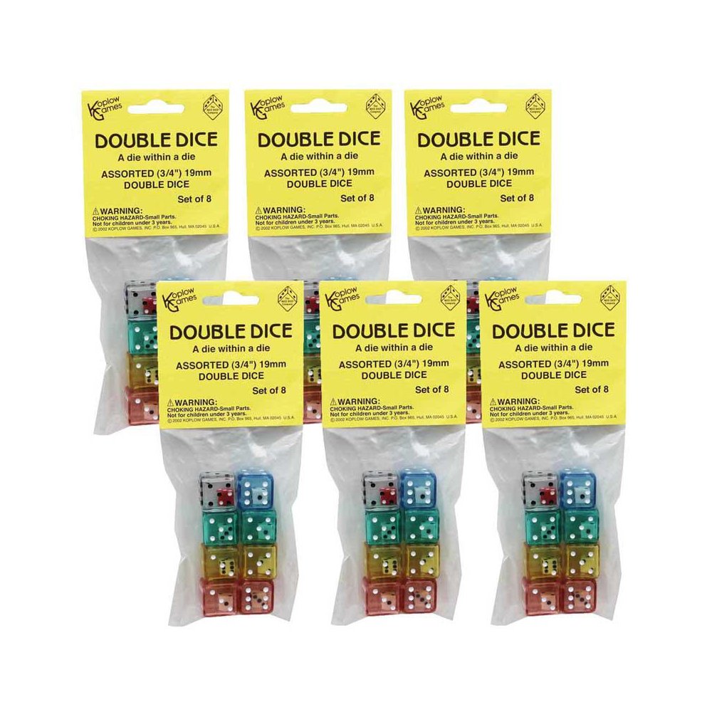 Double Dice Set, 8 Per Pack, 6 Packs. Picture 1