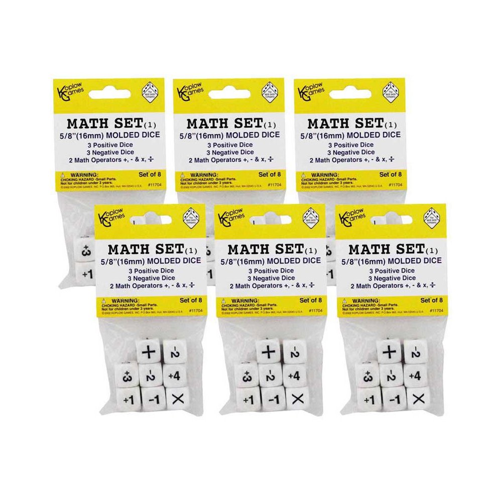 Positive/Negative Dice Set, 8 Per Set, 6 Sets. Picture 1