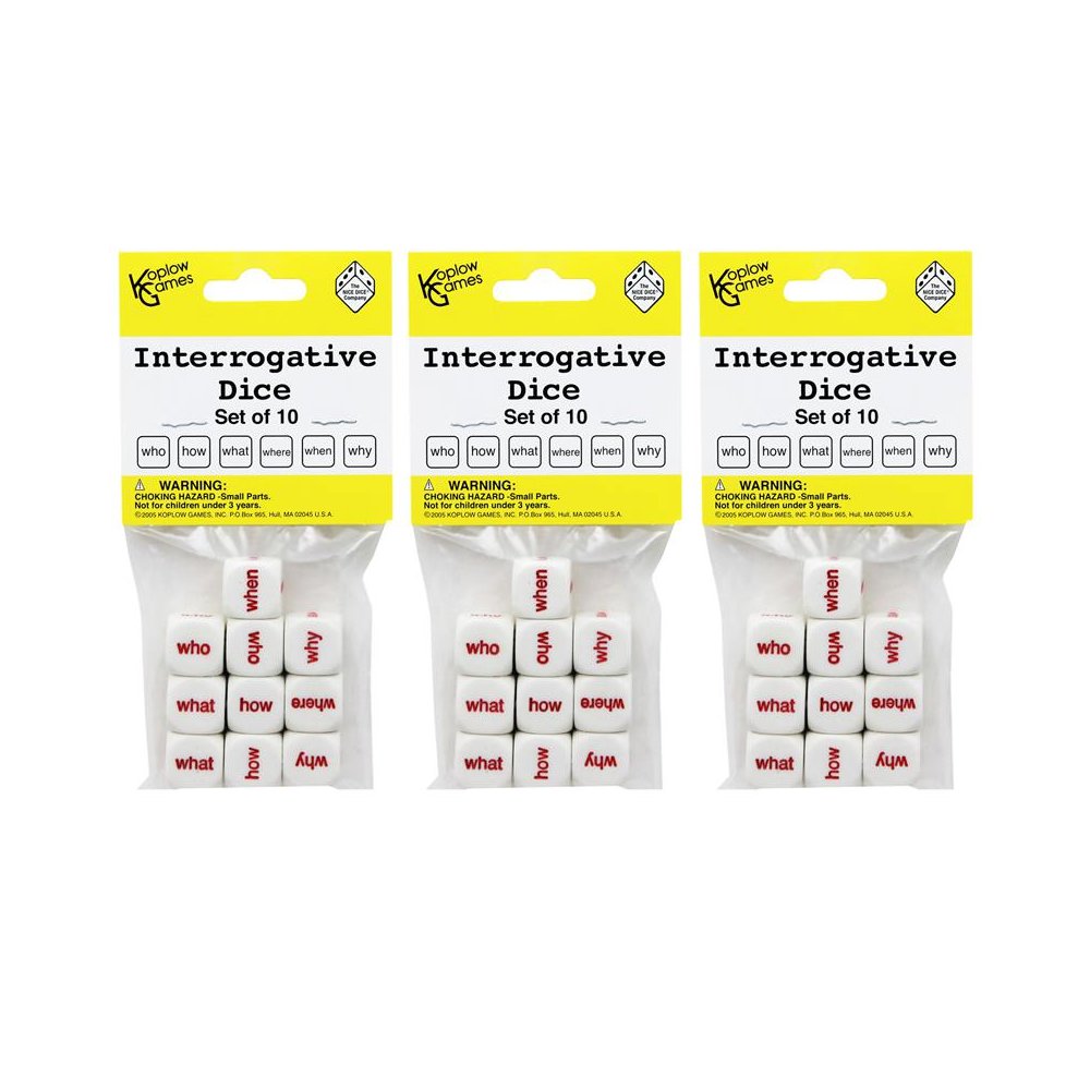Interrogative Dice, 10 Per Set, 3 Sets. Picture 1