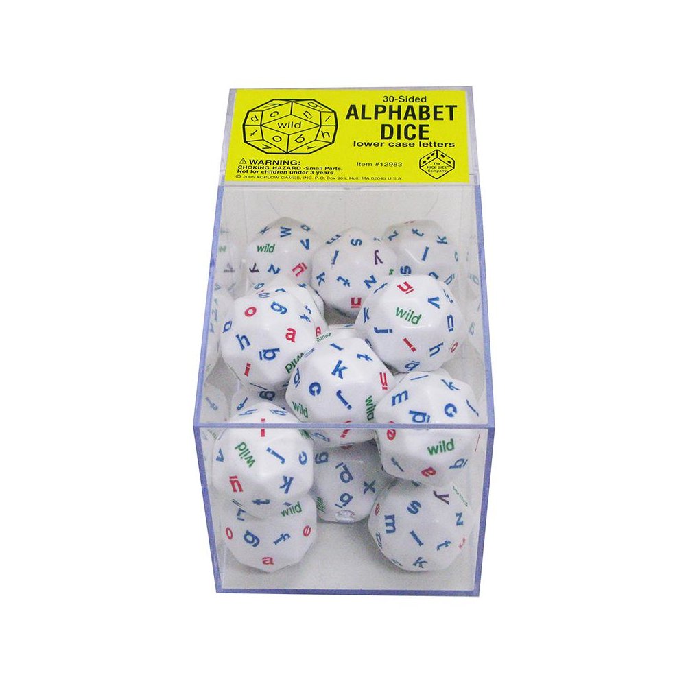 30-Sided Alphabet Dice, Lower Case Letters, Box of 20. Picture 1