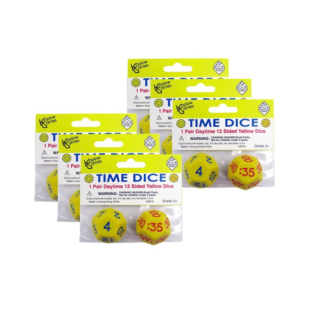Time Dice, Pair of Yellow (AM), 6 Sets. Picture 1