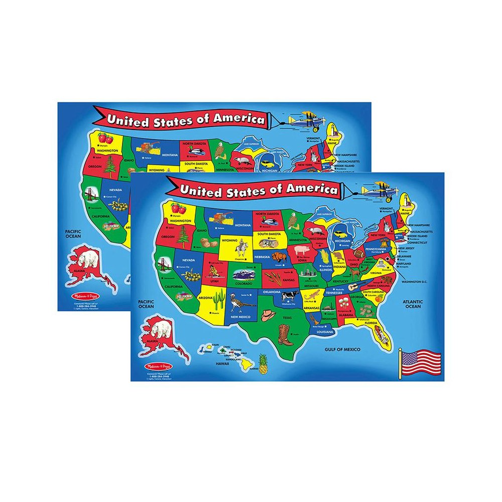 U.S.A. (United States) Map Floor Puzzle - 51 Pieces, Pack of 2. Picture 1