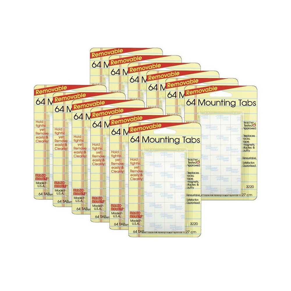 Removable Mounting Tabs, 1/2" x 1/2", 64 Per Pack, 12 Packs. Picture 1