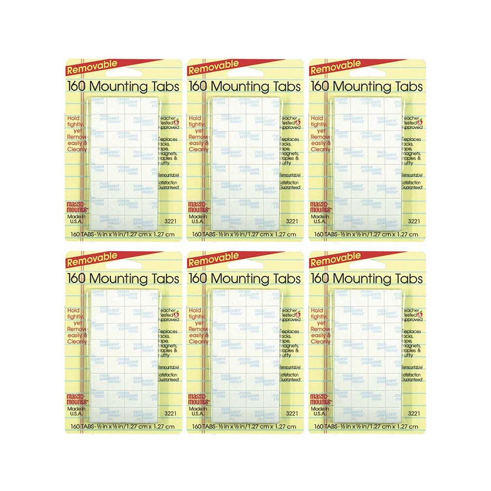 Removable Mounting Tabs, 1/2" x 1/2", 160 Per Pack, 6 Packs. Picture 1