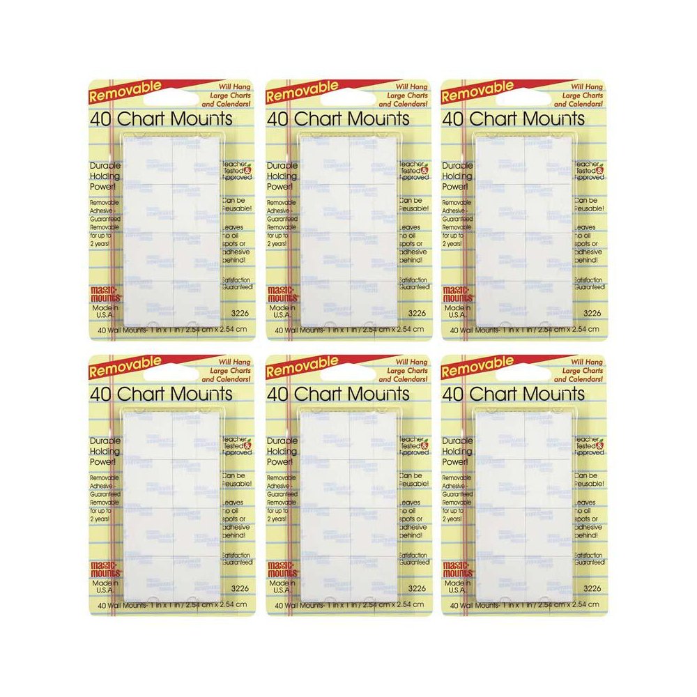 Chart Mounts, 1" x 1", 40 Per Pack, 6 Packs. Picture 1