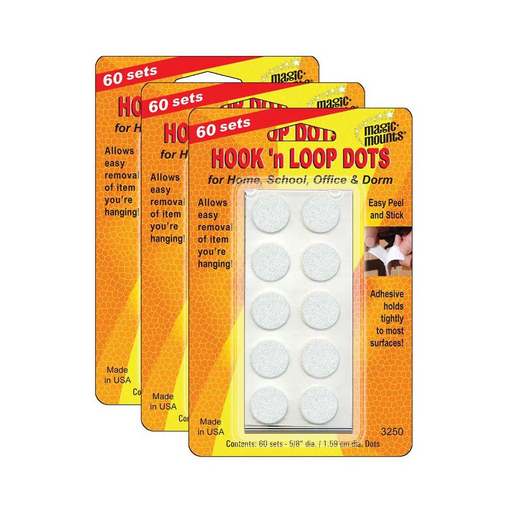 Hook 'n Loop, 5/8" Dots, 60 Sets Per Pack, 3 Packs. Picture 1