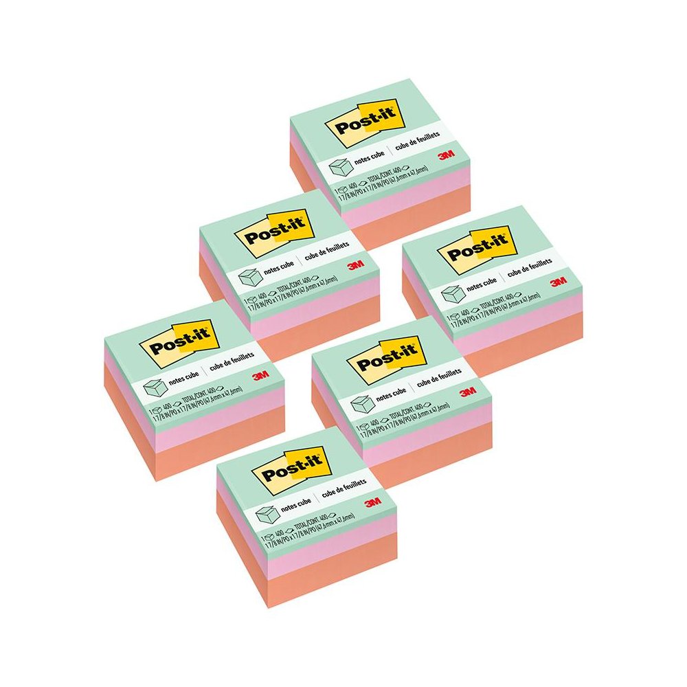 Notes Cube 2051-PAS, 1 7/8 in x 1 7/8 in (47.6 mm x 47.6 mm), Pack of 6. Picture 1