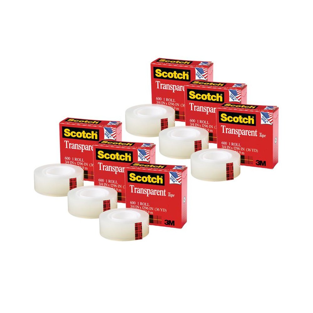 Transparent Tape Refill Roll, 3/4" x 1296", Pack of 6. Picture 1