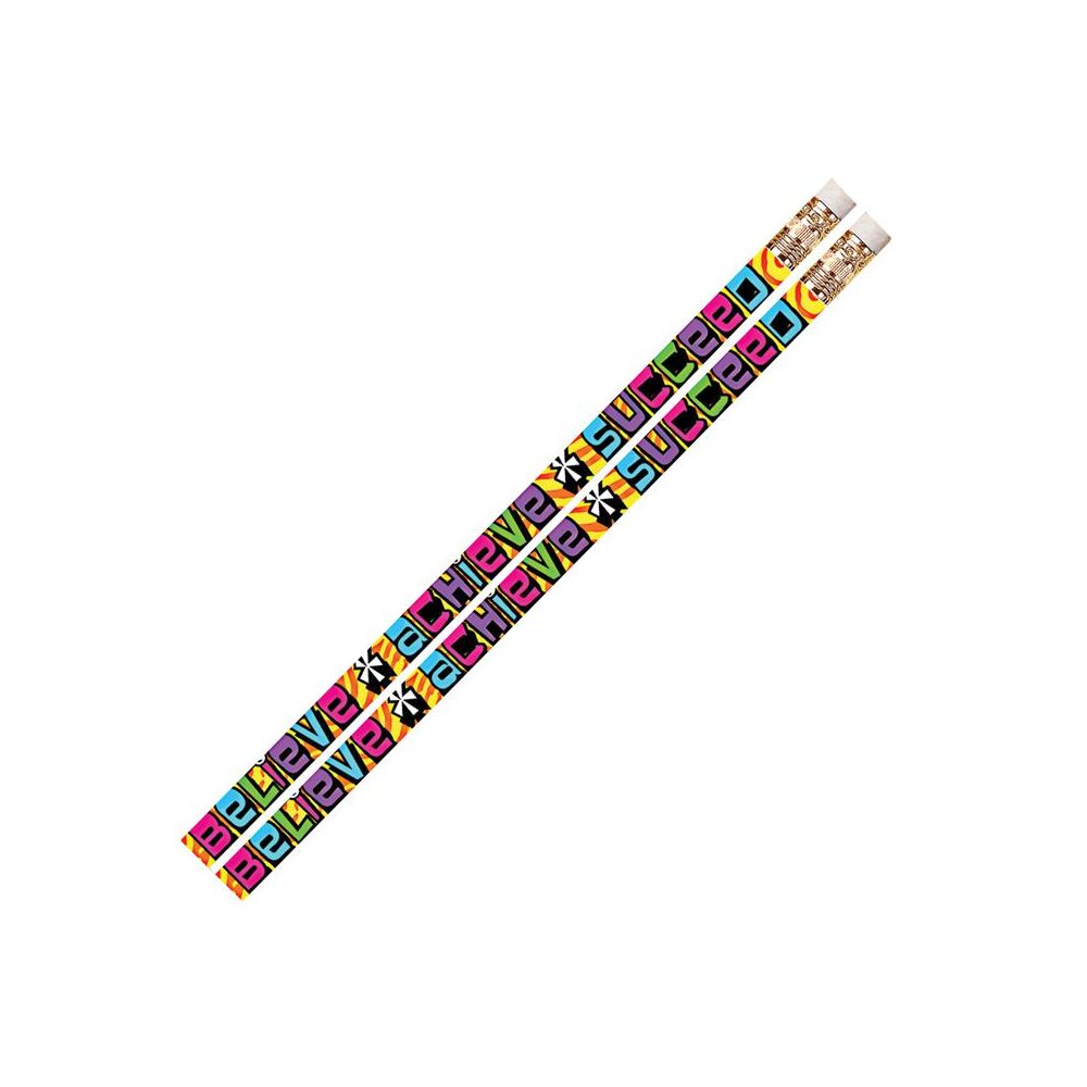 Believe Achieve Succeed Motivational Pencils, 12 Per Pack, 12 Packs. Picture 1