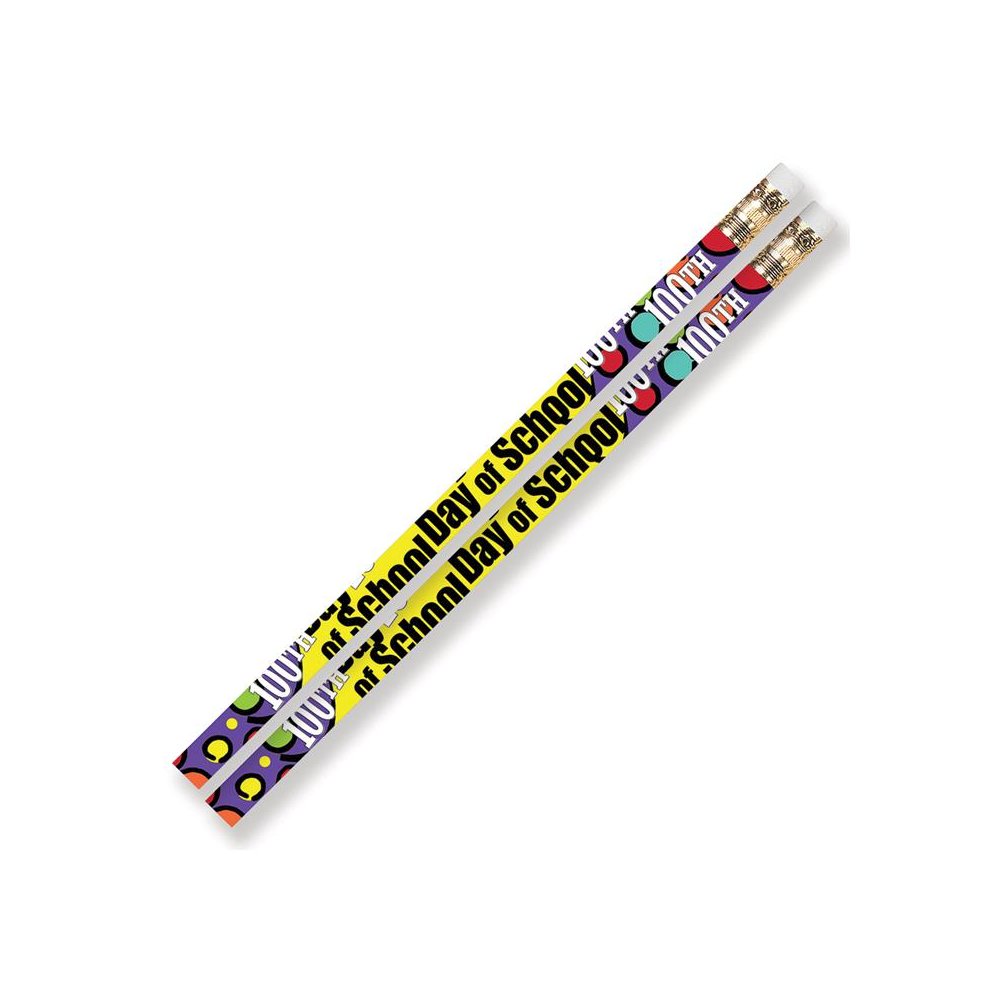 100th Day Of School Motivational Pencils, 12 Per Pack, 12 Packs. Picture 1