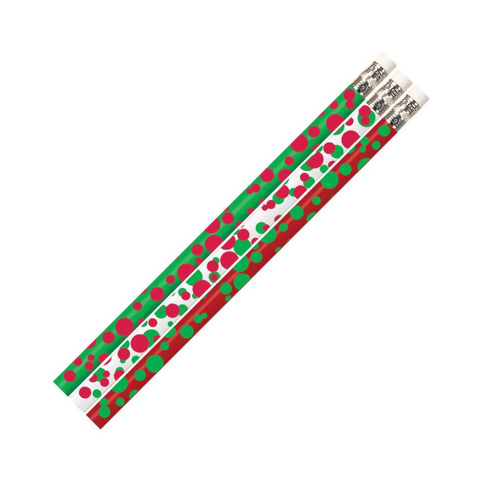 Dots of Christmas Fun Pencil, 12 Per Pack, 12 Packs. Picture 1