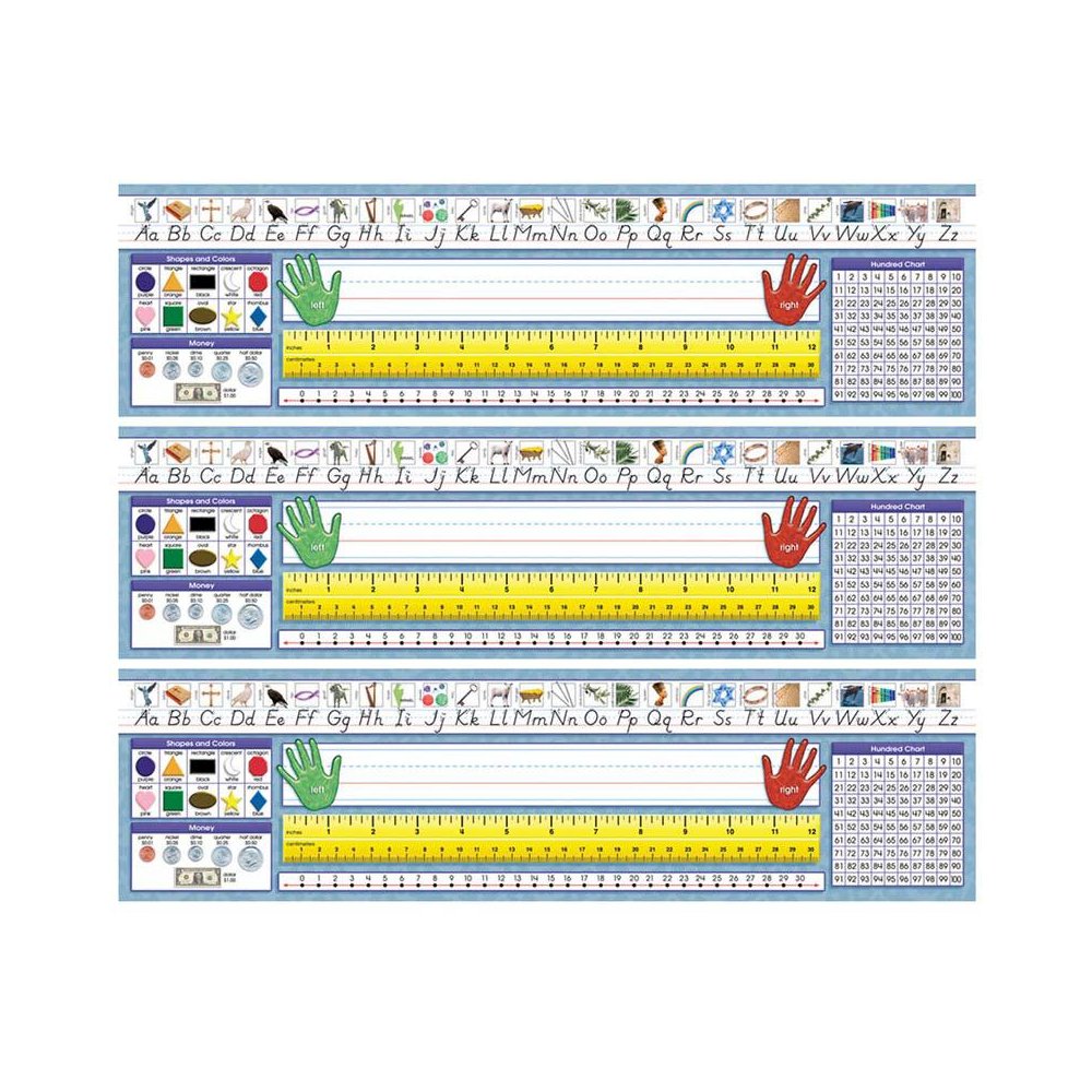 Traditional Manuscript Primary Desk Plates, 19" x 5", 36 Per Pack, 3 Packs. Picture 1