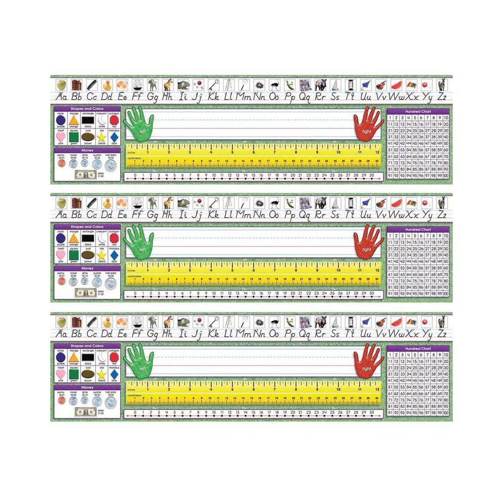 Modern Manuscript Primary Desk Plates, 19" x 5", 36 Per Pack, 3 Packs. Picture 1
