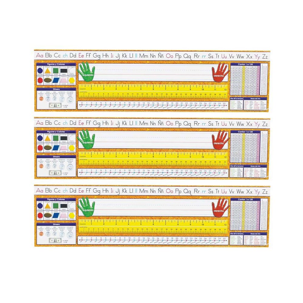 Traditional Manuscript Spanish Desk Plates, 19" x 5", 36 Per Pack, 3 Packs. Picture 1