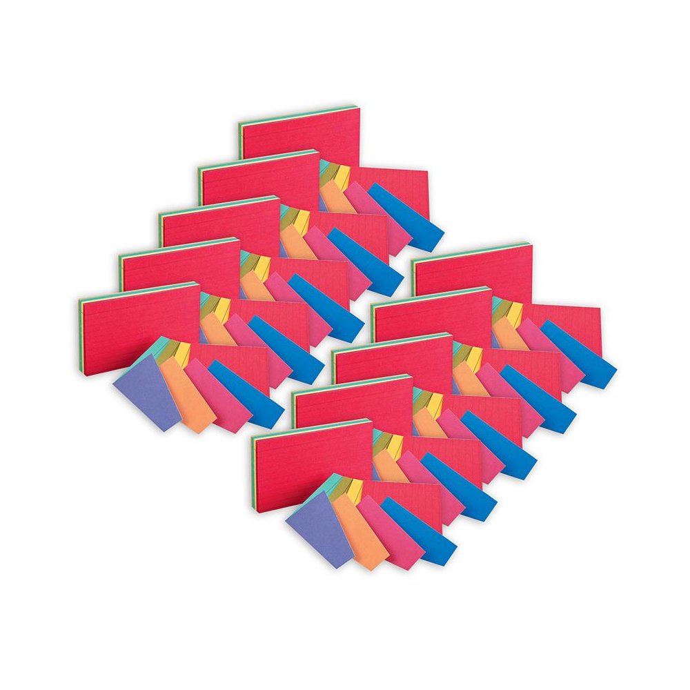 Two-Tone Index Cards, 3" x 5", Assorted Colors, 100 Per Pack, 10 Packs. Picture 1
