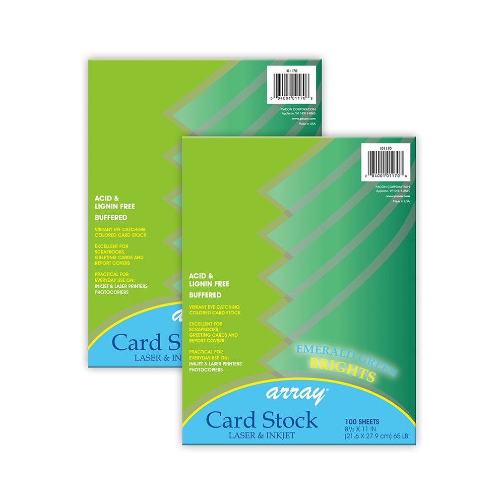 Card Stock, Emerald Green, 8-1/2" x 11", 100 Sheets Per Pack, 2 Packs. Picture 1