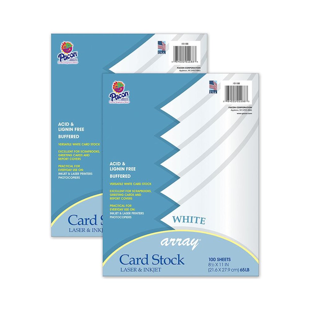 Card Stock, Classic White, 8-1/2" x 11", 100 Sheets Per Pack, 2 Packs. Picture 1